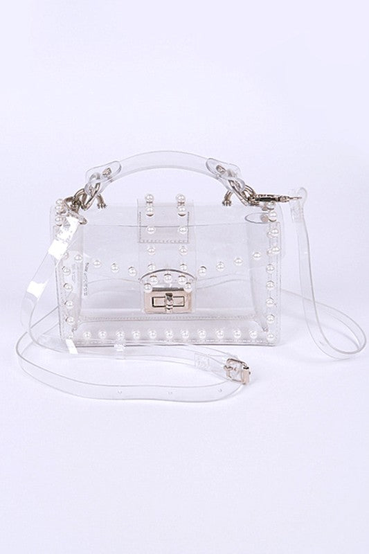 Pearl Studs Clear Stadium Bag – Stylish Event-Approved Purse