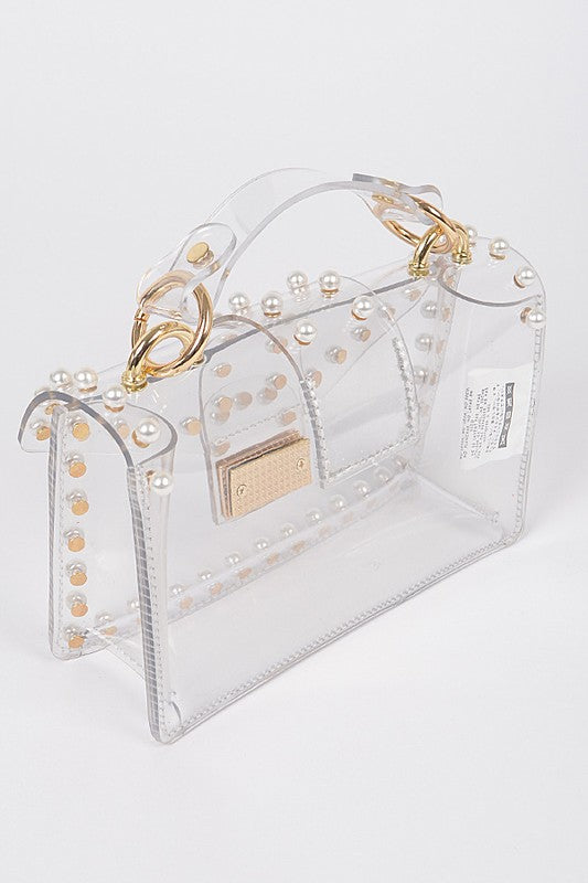 Pearl Studs Clear Stadium Bag – Stylish Event-Approved Purse