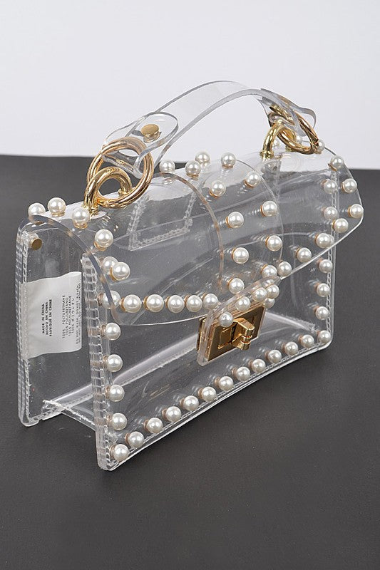 Pearl Studs Clear Stadium Bag – Stylish Event-Approved Purse