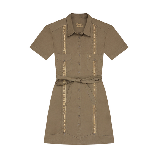 Tejas Guayabera Dress - Agave Oro
