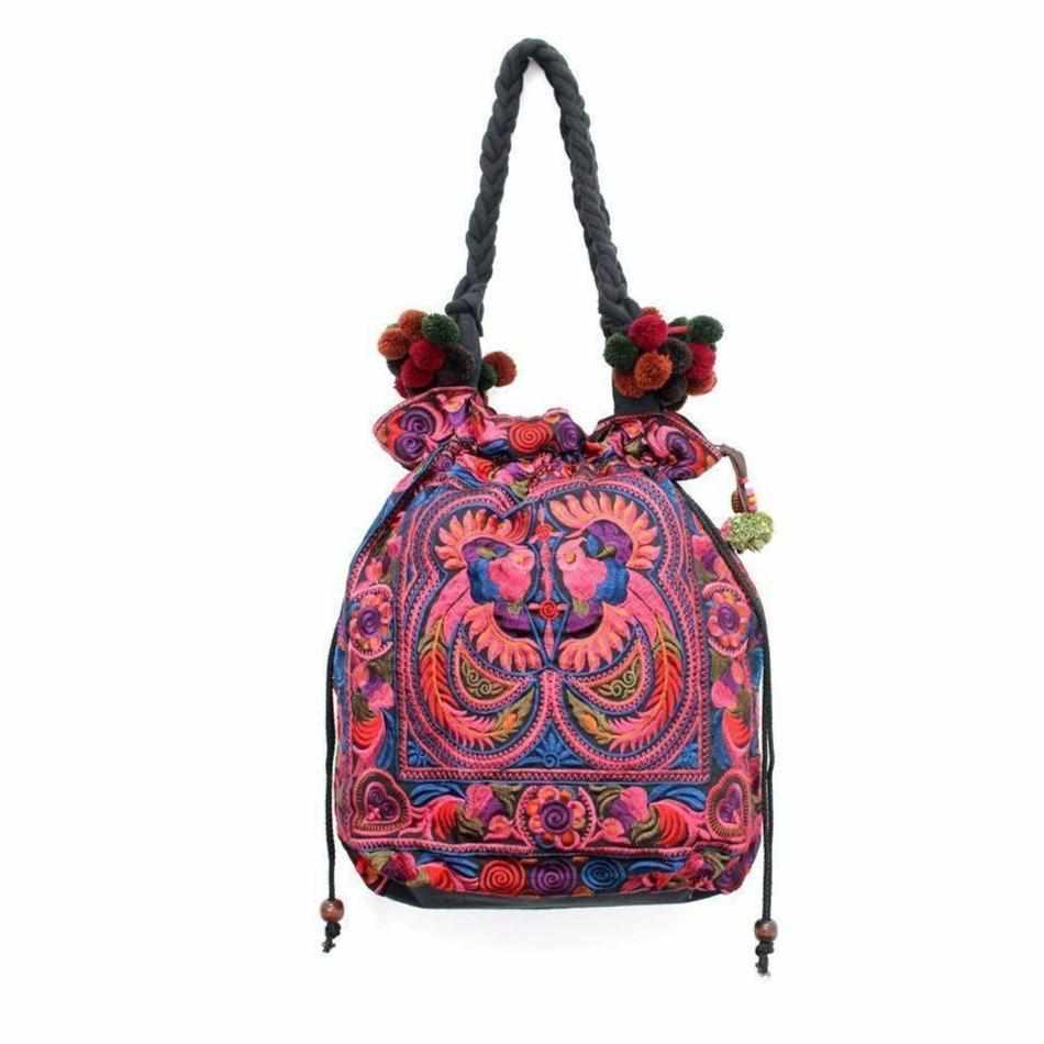 Cinch Hmong Embroidered Shoulder Purse - Thailand