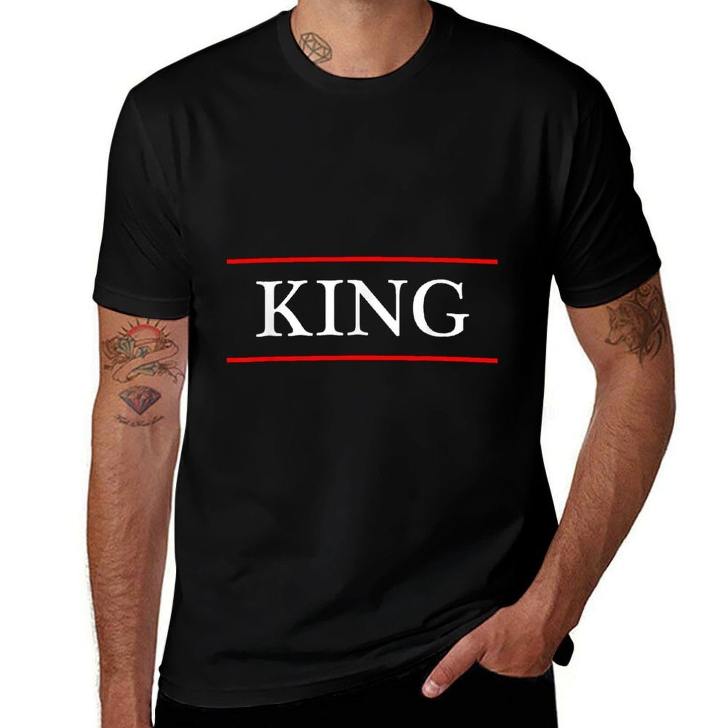 T-Shirt That Says The Word - KING - on It  Gift for Men  Rolled Sleeves T-Shirt