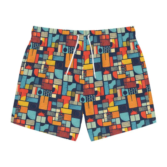 Ocean State Styles Swim Trunks Geometric Design Polyester