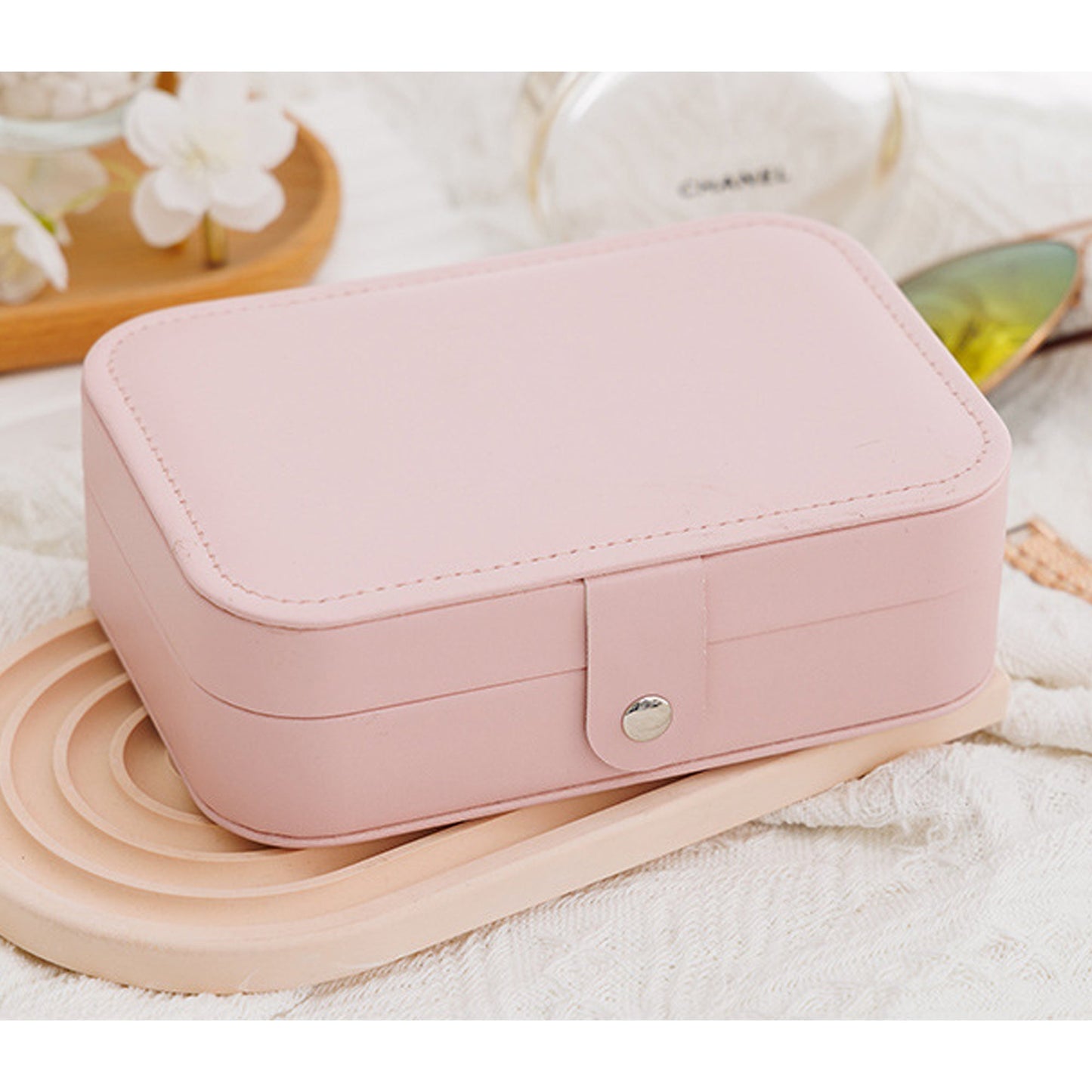 Portable Travel Jewelry Box Small PU Leather Organizer Case