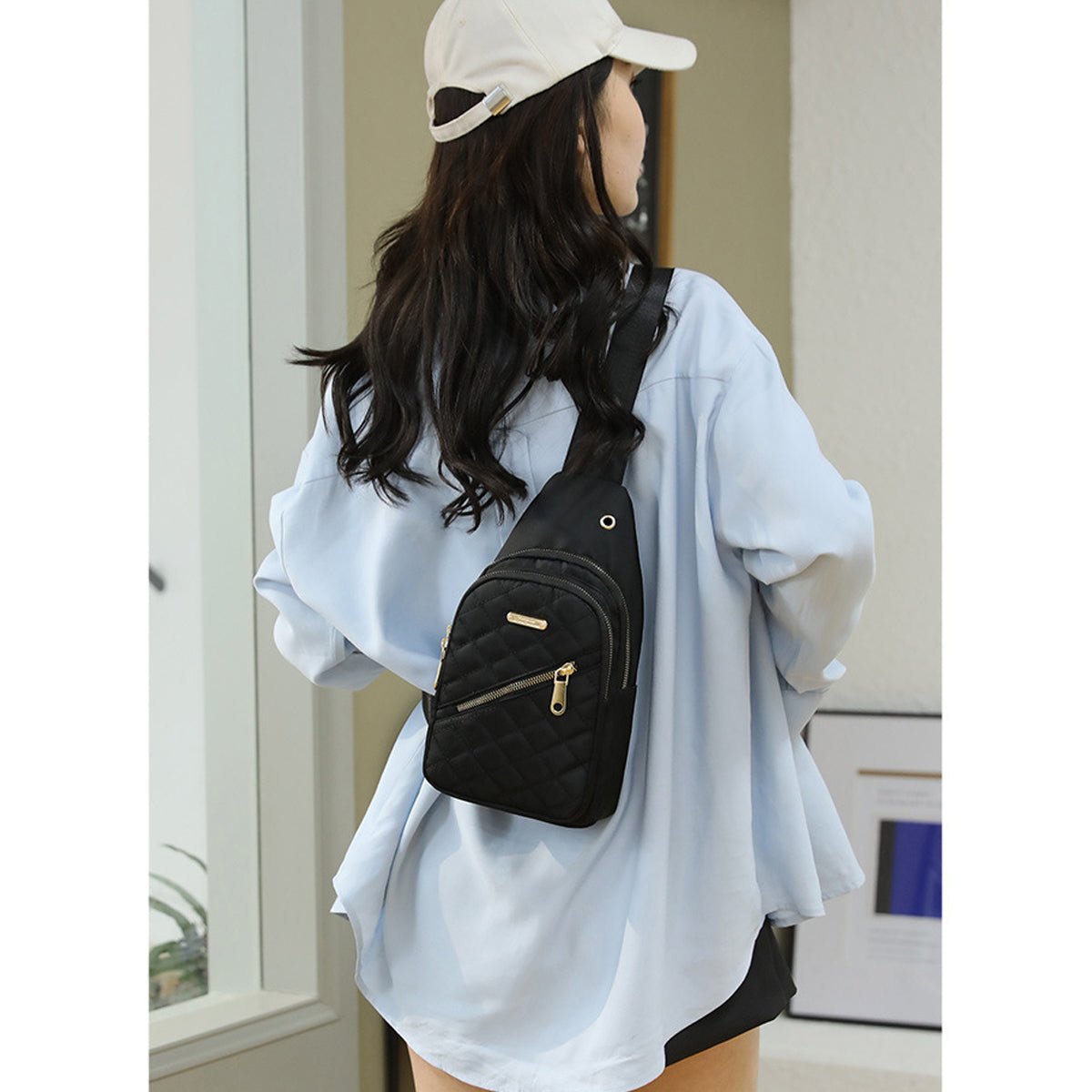 Women's Shoulder Sling Bag - Nylon Adjustable Strap Crossbody Purse
